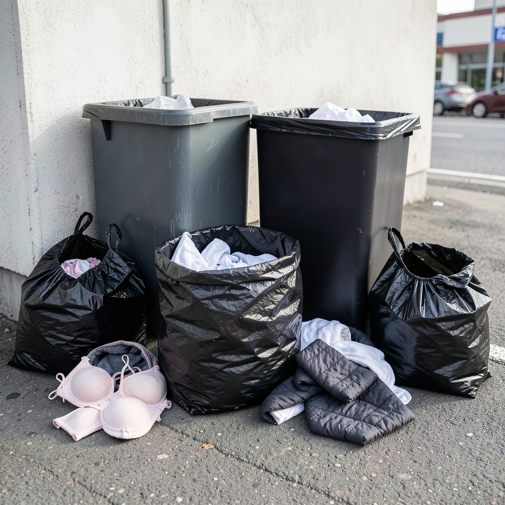Bra pads dumped outside Morrisons donation point in Heckmondwike